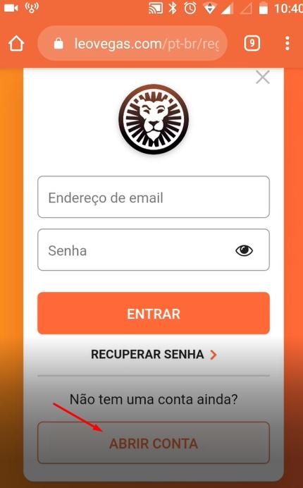 Clique no menu principal do site no botão ABRIR CONTA