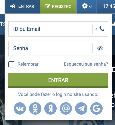 Faça login na sua conta do cassino online.