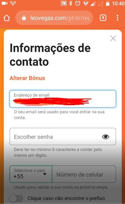 O segundo passo é completar com suas Informações de Contato, e-mail, senha e telefone