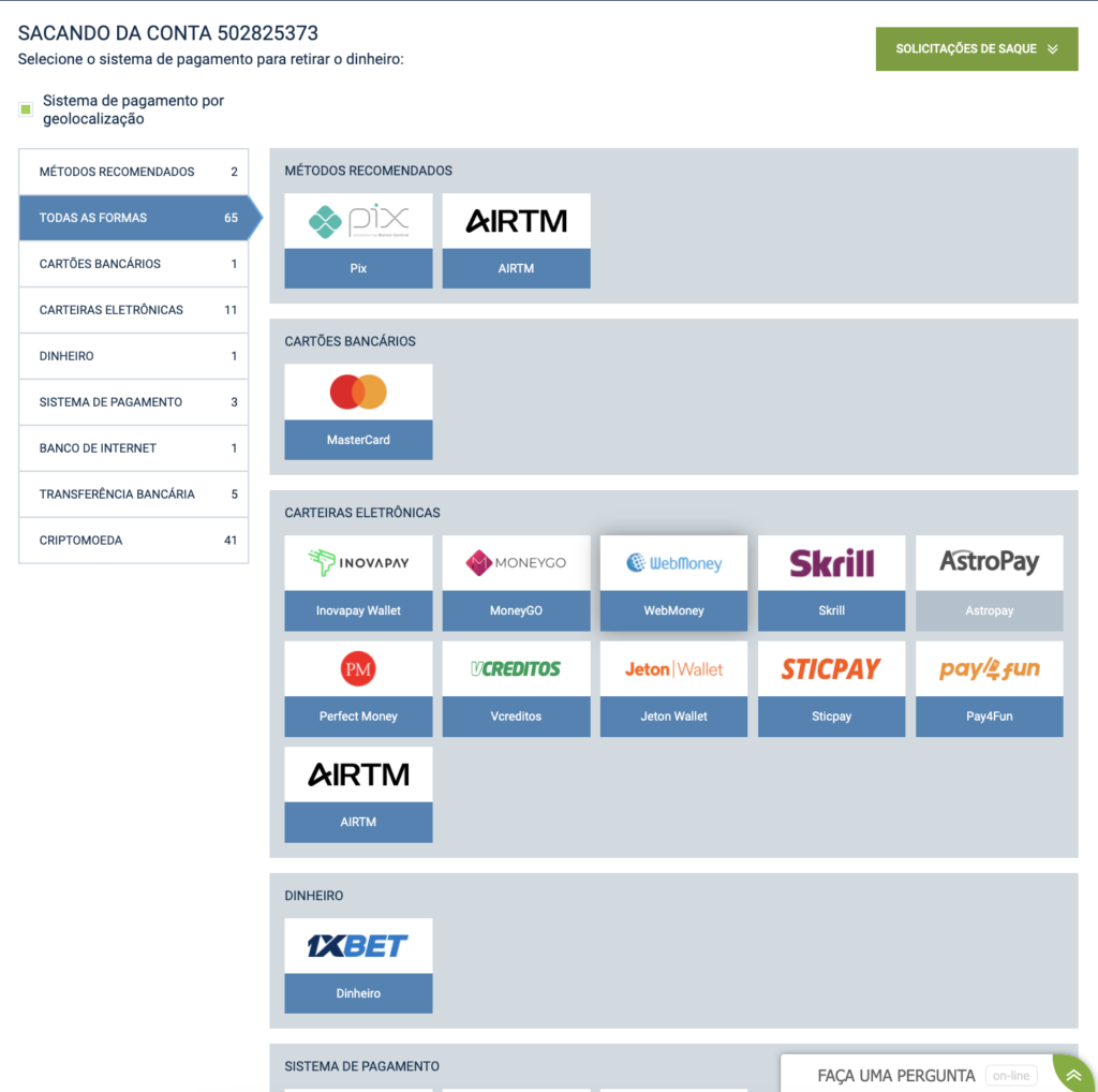 Selecione o método de pagamento desejado.