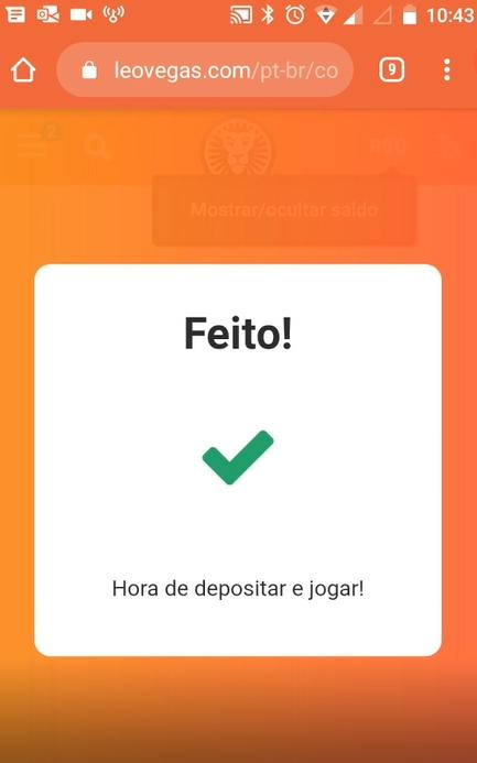 No último passo você deve checar seu e-mail ou celular, afim de localizar a mensagem de validação que foi enviada e inserir o código numérico recebido para validar a sua conta no site de jogos LeoVegas cassino.